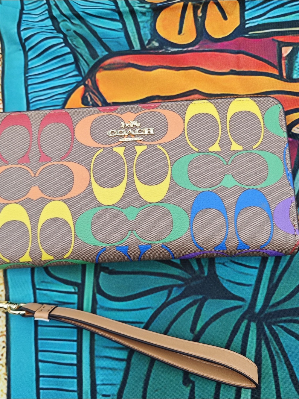 COACH Multicolor Signature Wristlet Wallet
